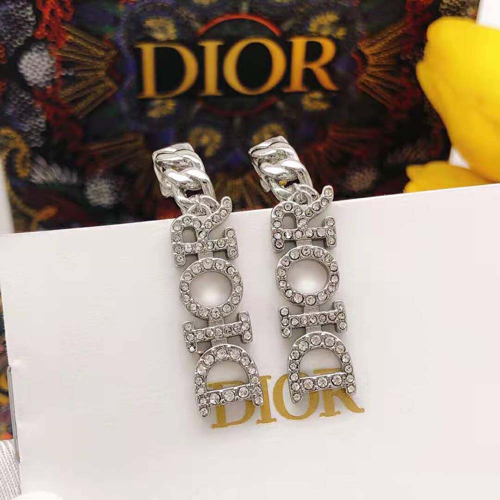 Dior Women Dio(r)evolution Earrings Silver-Finish Metal and Silver-Tone Crystals (3)