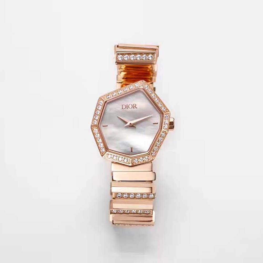 Dior Women GEM DIOR Ø 27 mm (1”) Rose Gold Mother of Pearl and Diamonds (2)