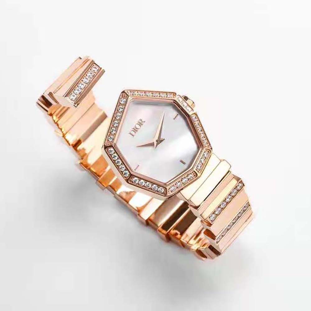 Dior Women GEM DIOR Ø 27 mm (1”) Rose Gold Mother of Pearl and Diamonds (3)