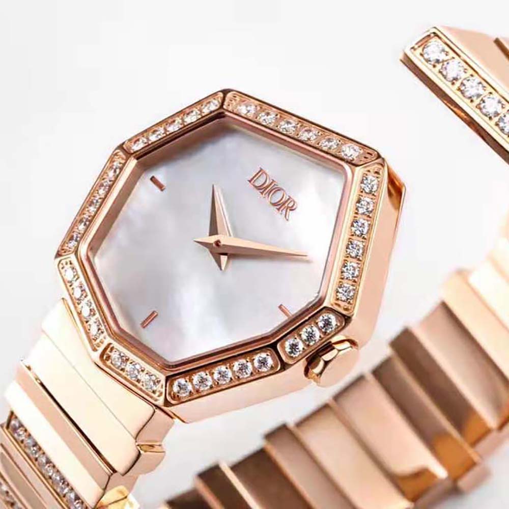 Dior Women GEM DIOR Ø 27 mm (1”) Rose Gold Mother of Pearl and Diamonds (6)