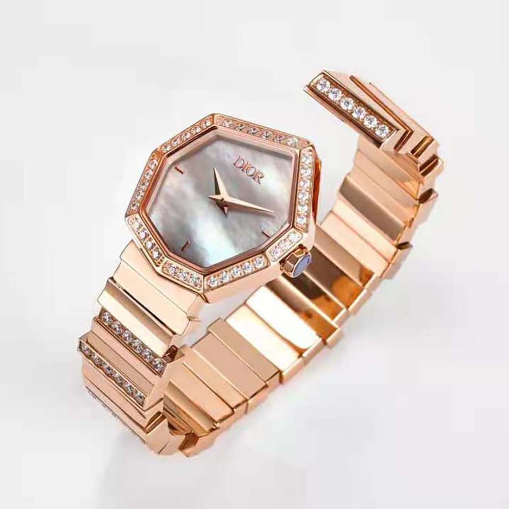 Dior Women GEM DIOR Ø 27 mm (1”) Rose Gold Mother of Pearl and Diamonds (7)