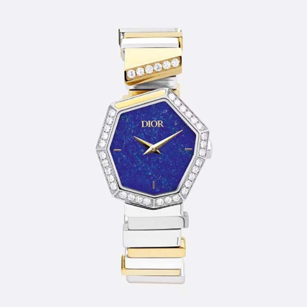 Dior Women GEM DIOR Ø 27 mm (1”) Steel Yellow Gold Lapis Lazuli and Diamonds (1)