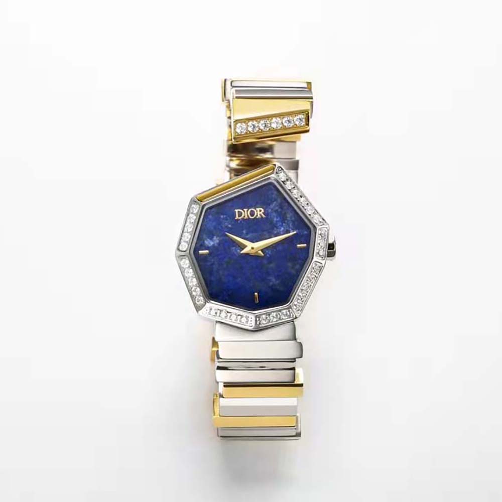 Dior Women GEM DIOR Ø 27 mm (1”) Steel Yellow Gold Lapis Lazuli and Diamonds (2)