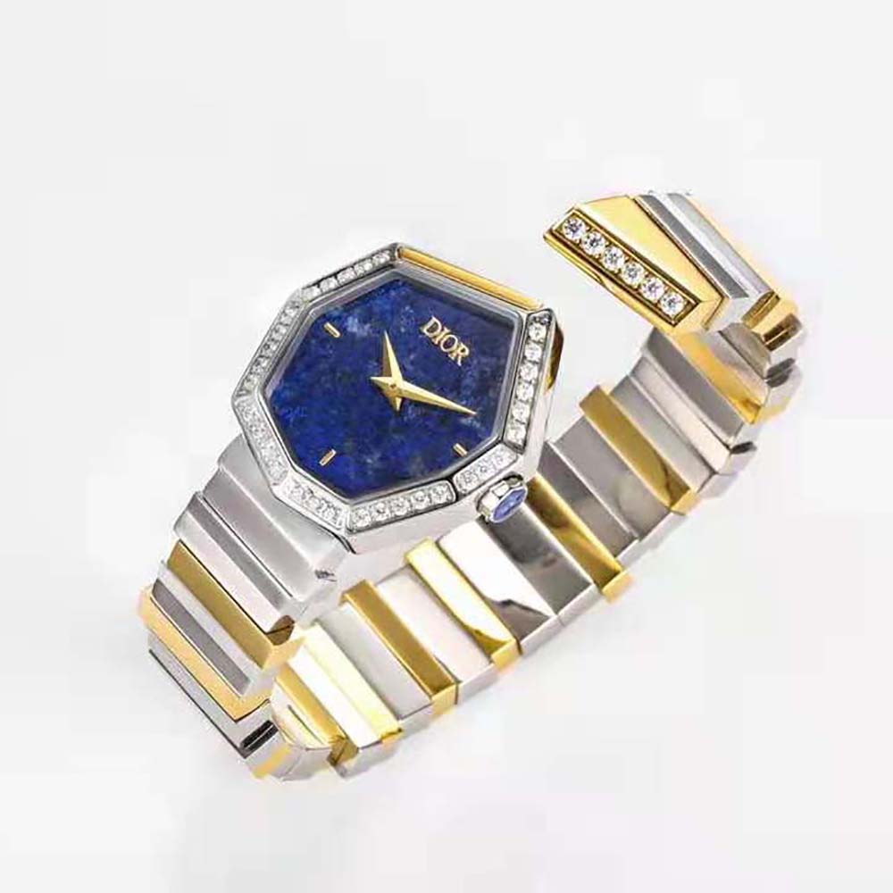 Dior Women GEM DIOR Ø 27 mm (1”) Steel Yellow Gold Lapis Lazuli and Diamonds (4)