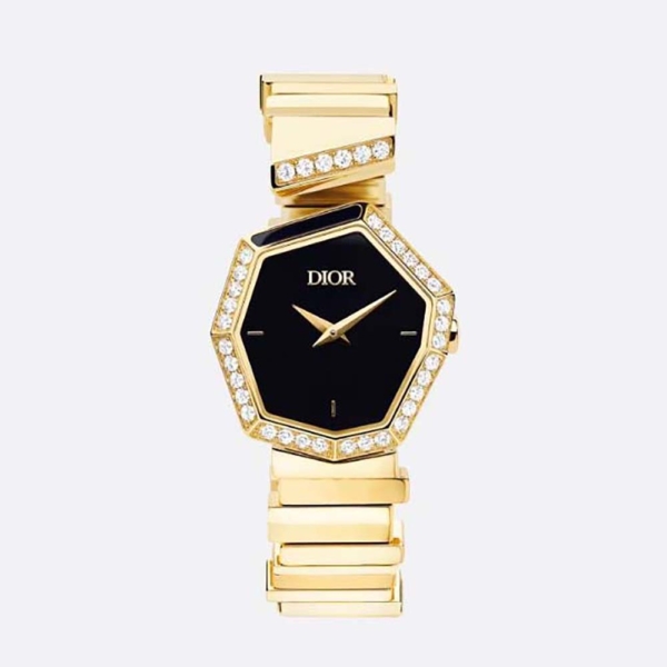 Dior Women GEM DIOR Ø 27 mm (1”) Yellow Gold Onyx and Diamonds (1)
