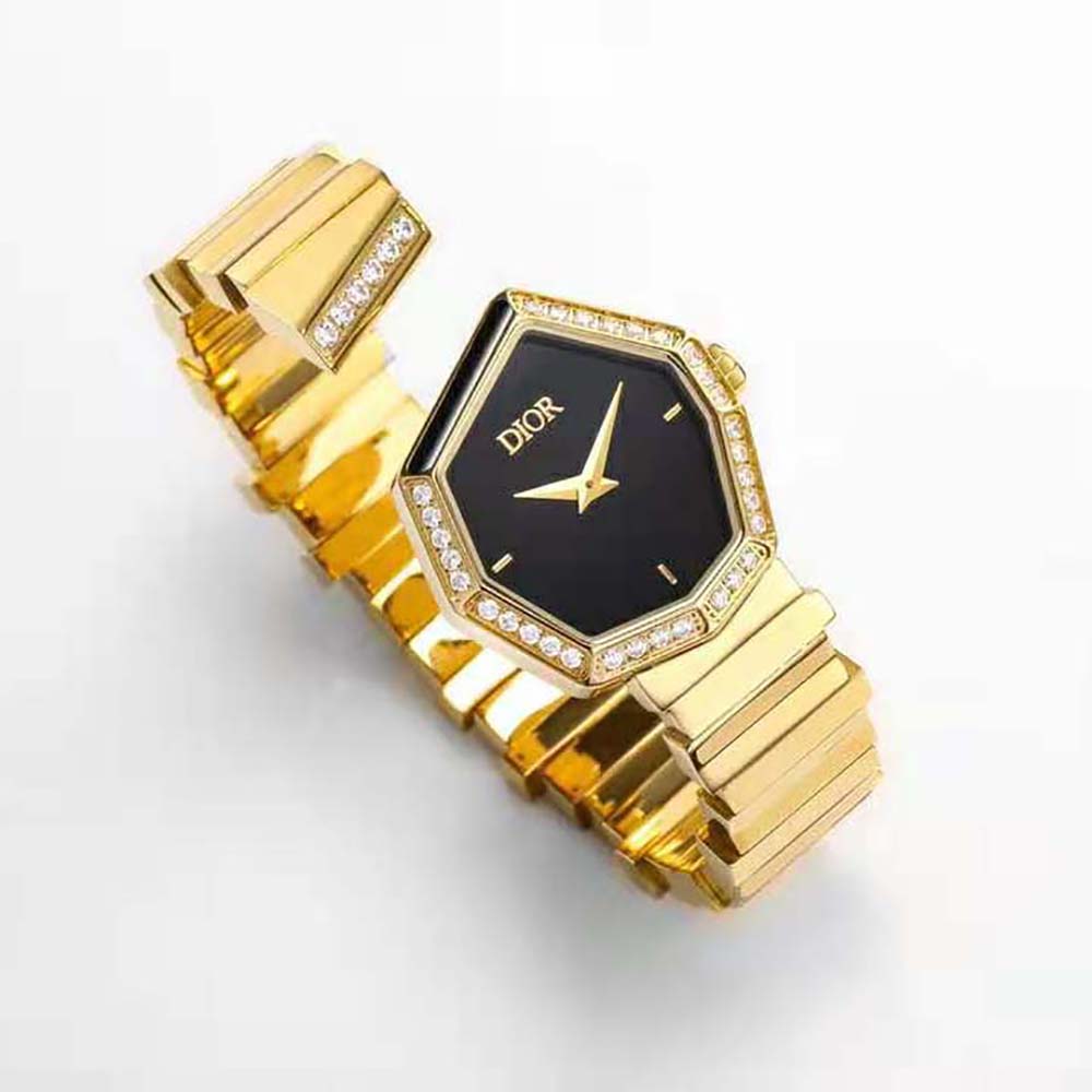 Dior Women GEM DIOR Ø 27 mm (1”) Yellow Gold Onyx and Diamonds (4)