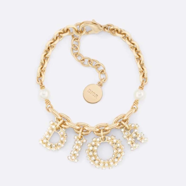 Dior Women Lady Dior Bracelet Gold-Finish Metal with White Resin Pearls (1)