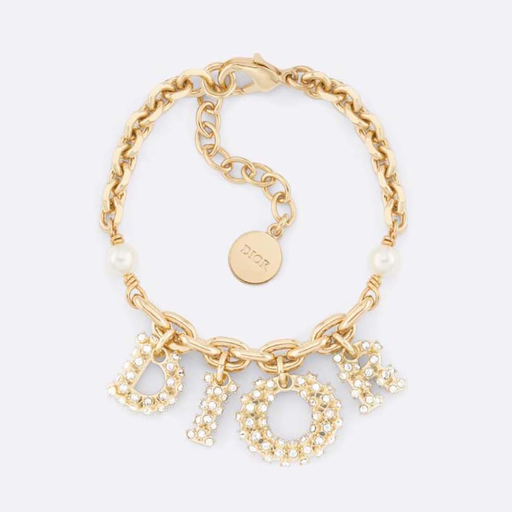 Dior Women Lady Dior Bracelet Gold-Finish Metal with White Resin Pearls