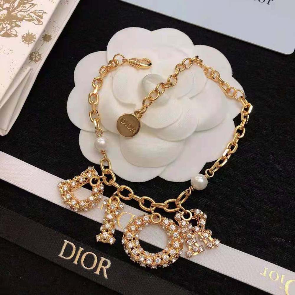 Dior Women Lady Dior Bracelet Gold-Finish Metal with White Resin Pearls (5)