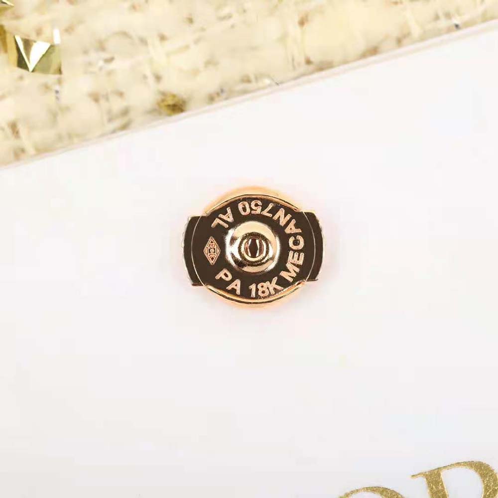 Dior Women Large Rose Dior Couture Earrings Pink Gold and Diamonds (5)