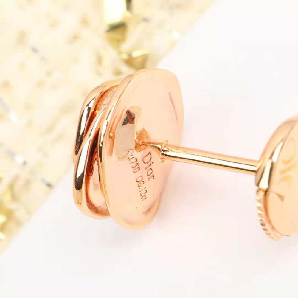 Dior Women Large Rose Dior Couture Earrings Pink Gold and Diamonds (6)