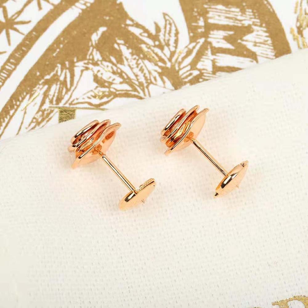Dior Women Large Rose Dior Couture Earrings Pink Gold and Diamonds (7)