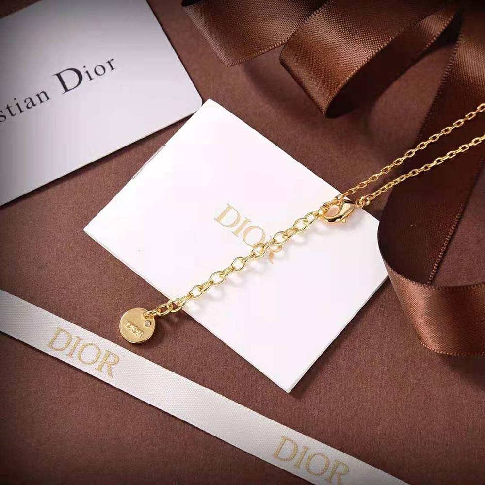 Dior Women Petit CD Necklace Gold-Finish Metal with a White Resin Pearl (3)