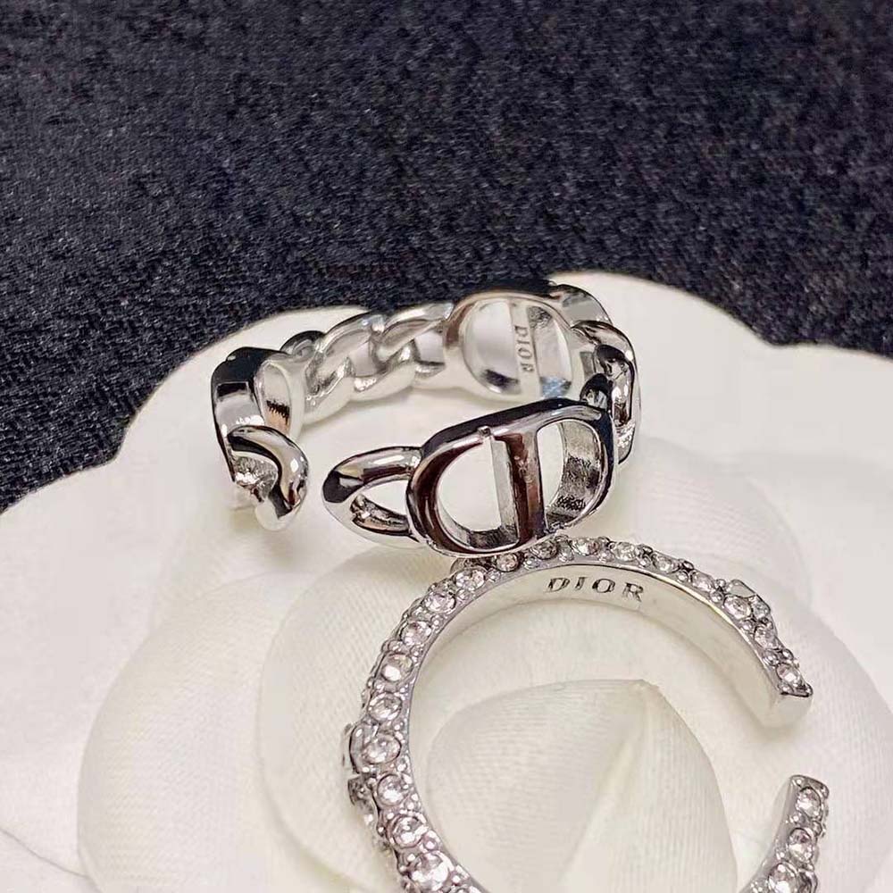 Dior Women Petit CD Ring Set Silver-Finish Metal and Silver-Tone Crystals (6)