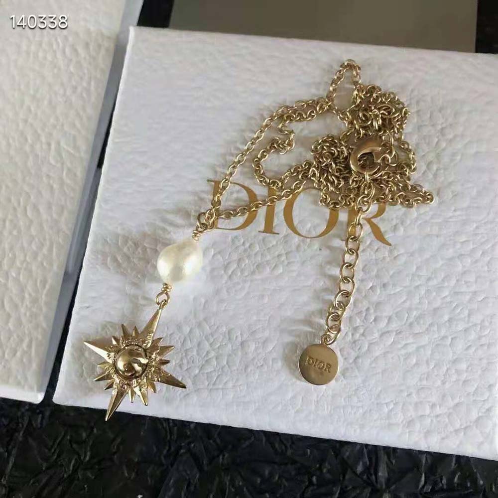 Dior Women Rêve D’infini Long Necklace Gold-Finish Metal with a White Freshwater Pearl (3)