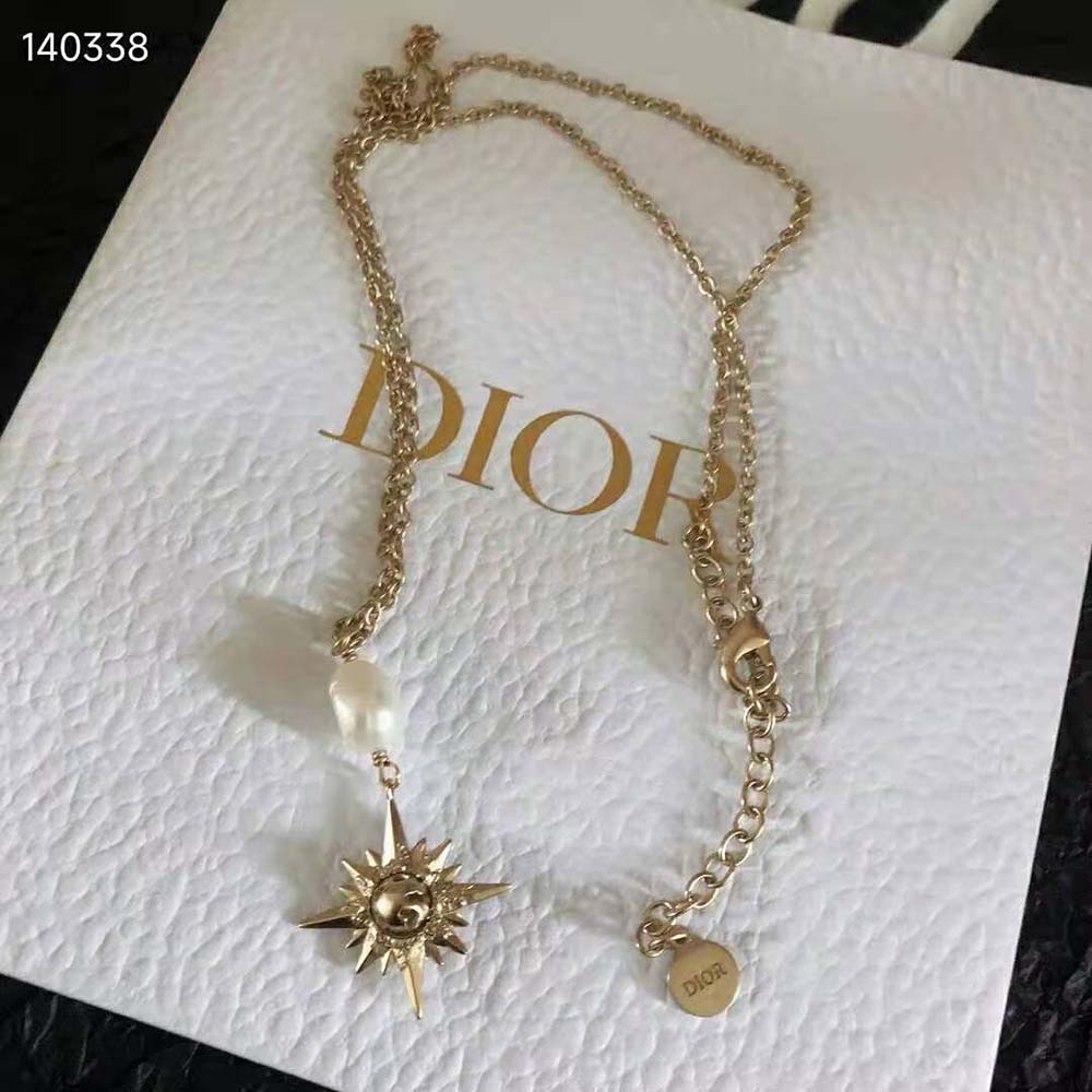 Dior Women Rêve D’infini Long Necklace Gold-Finish Metal with a White Freshwater Pearl (6)