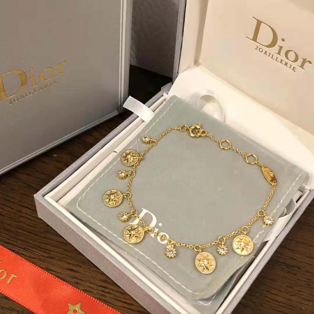 Dior Women Rose Des Vents Bracelet Yellow Gold Diamonds and Mother-of-pearl (5)