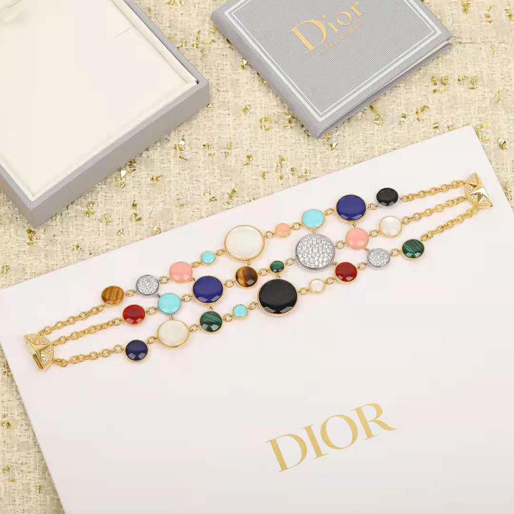 Dior Women Rose Des Vents Cuff Bracelet Yellow Pink and White Gold Diamonds (4)
