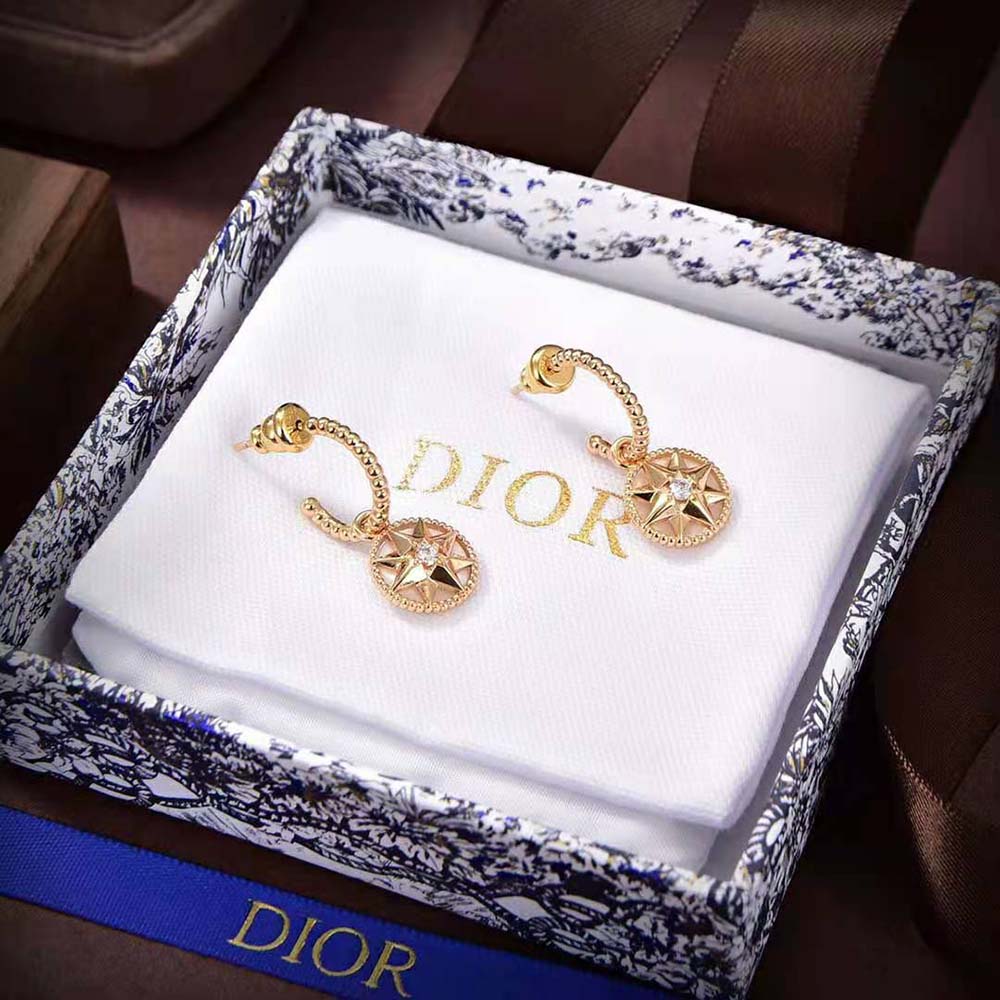 Dior Women Rose Des Vents Earrings Rose Gold Diamonds and Pink Opal (2)