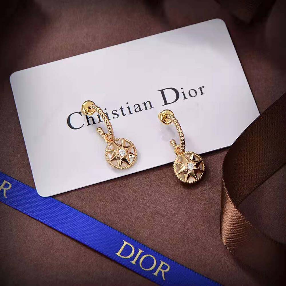 Dior Women Rose Des Vents Earrings Rose Gold Diamonds and Pink Opal (3)