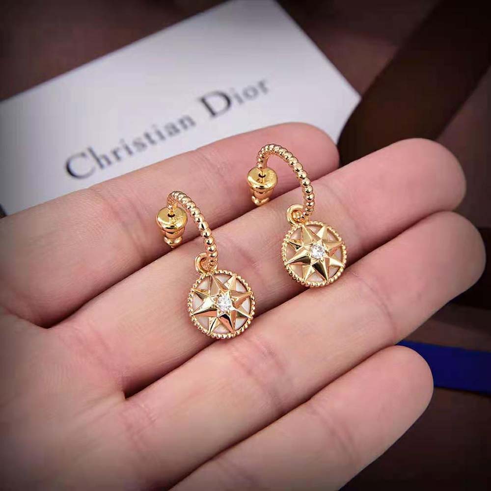 Dior Women Rose Des Vents Earrings Rose Gold Diamonds and Pink Opal (5)