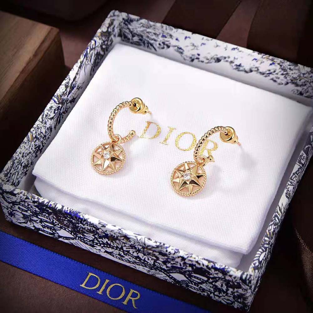 Dior Women Rose Des Vents Earrings Rose Gold Diamonds and Pink Opal (7)