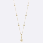Dior Women Rose Des Vents Long Necklace Yellow Gold Diamonds and Mother-of-Pearl