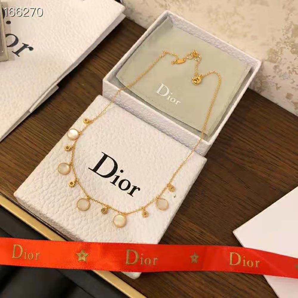 Dior Women Rose Des Vents Necklace Yellow Gold Diamonds and Mother-of-pearl (3)