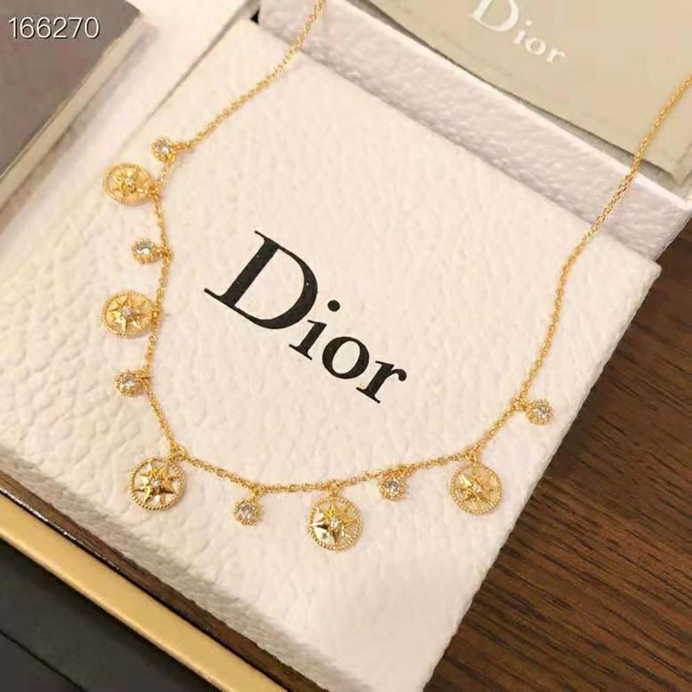 Dior Women Rose Des Vents Necklace Yellow Gold Diamonds and Mother-of-pearl (4)
