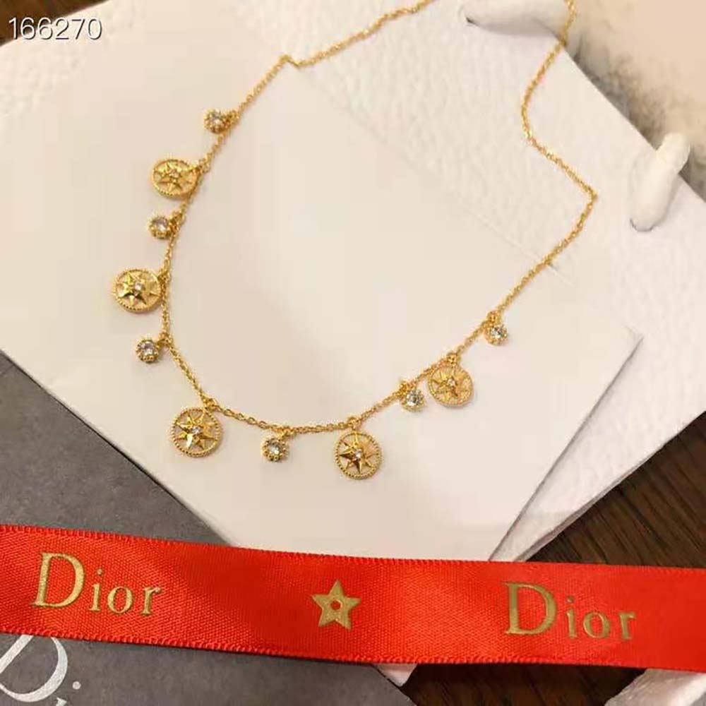 Dior Women Rose Des Vents Necklace Yellow Gold Diamonds and Mother-of-pearl (5)