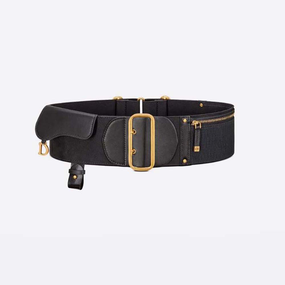 Dior Women Saddle Belt Black Smooth Calfskin and Technical Fabric 80 MM (1)