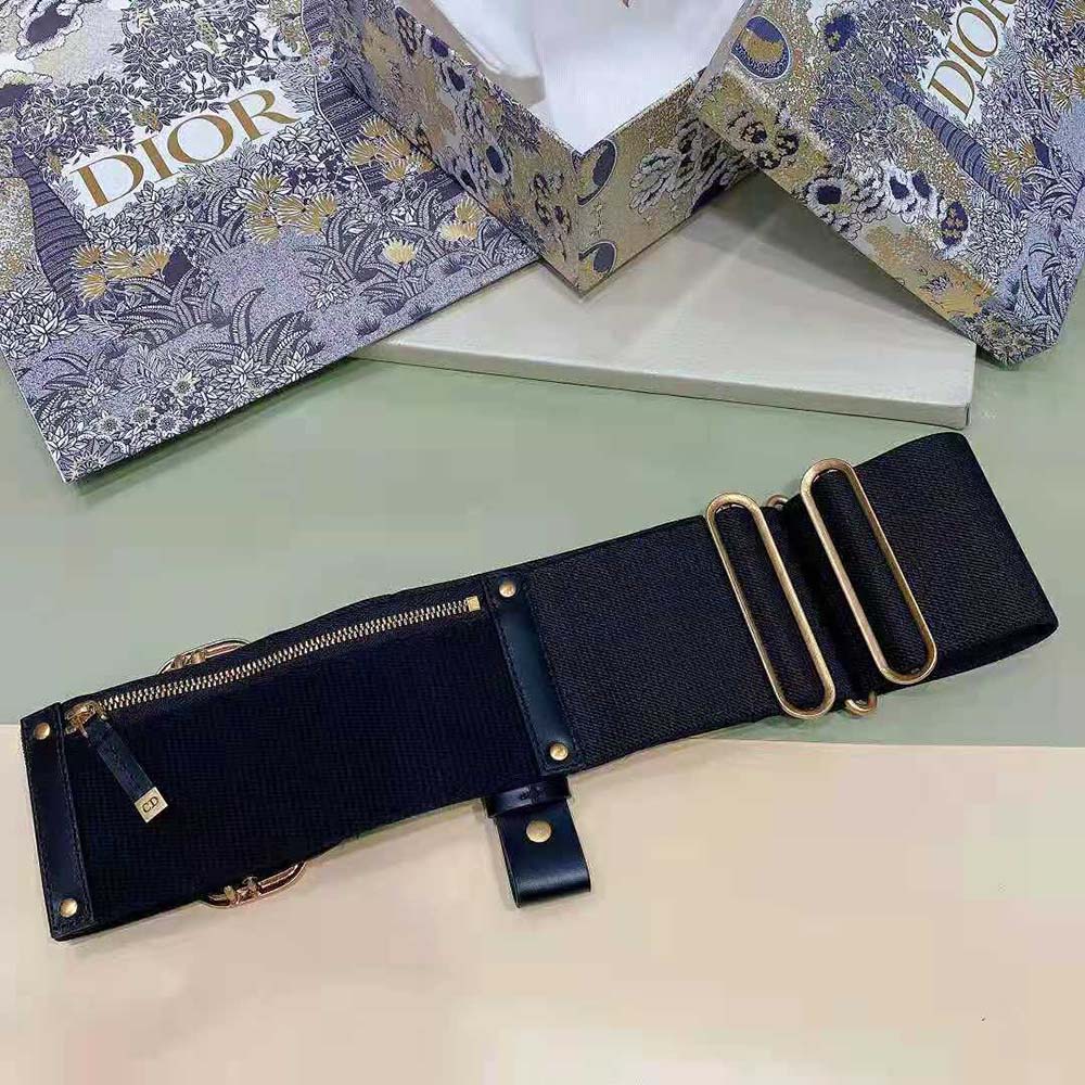 Dior Women Saddle Belt Black Smooth Calfskin and Technical Fabric 80 MM (3)