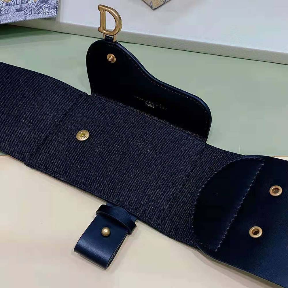 Dior Women Saddle Belt Black Smooth Calfskin and Technical Fabric 80 MM (5)