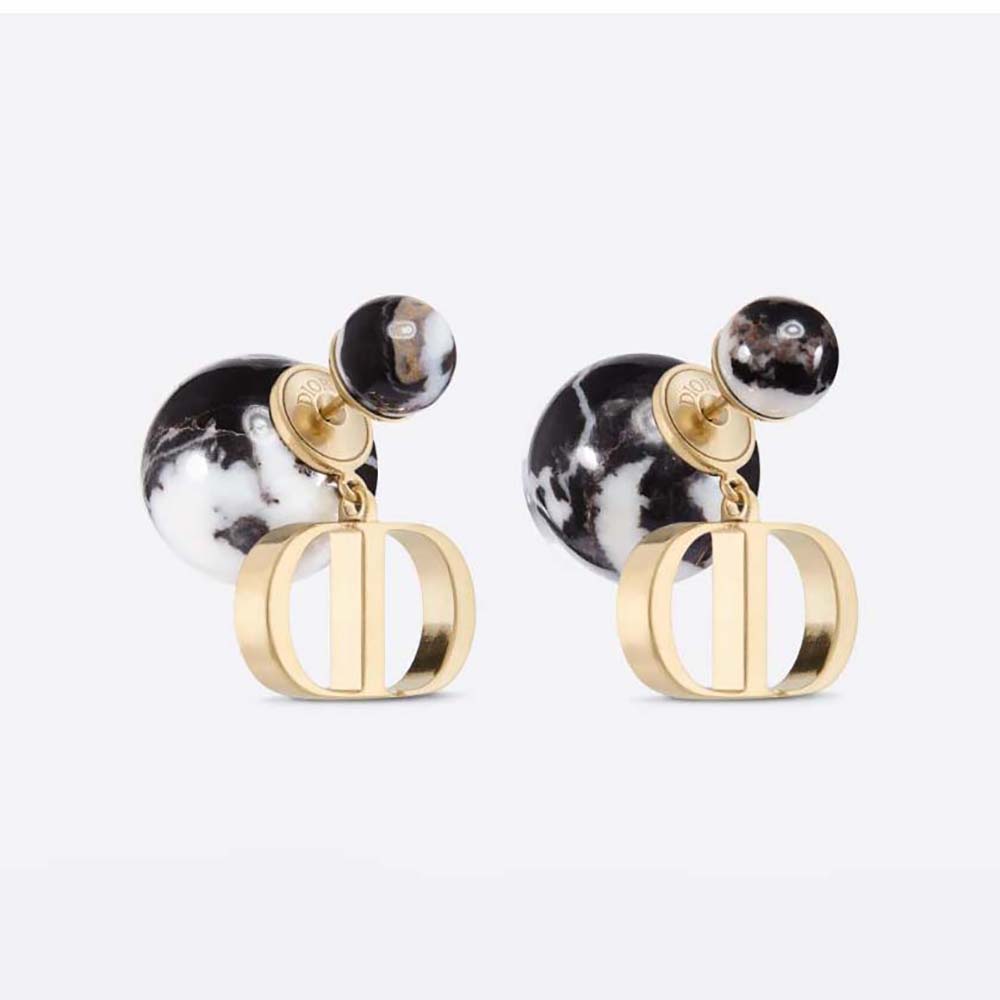 Dior Women Tribales Earrings Gold-Finish Metal and Black Jasper Pearls (1)