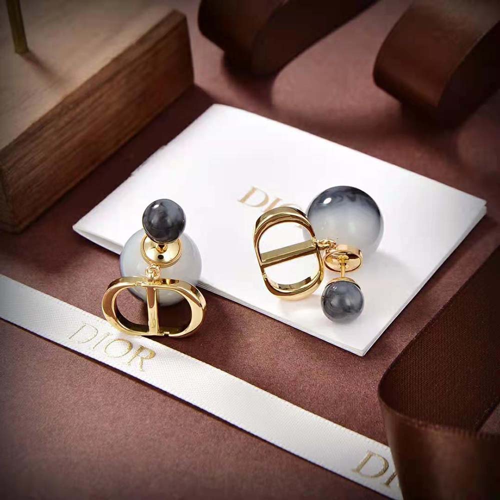 Dior Women Tribales Earrings Gold-Finish Metal and Black Jasper Pearls (3)