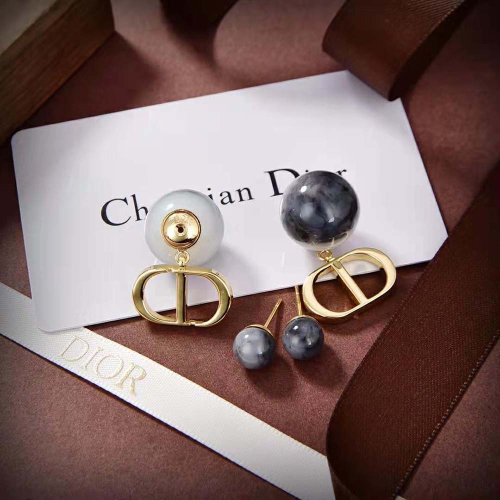 Dior Women Tribales Earrings Gold-Finish Metal and Black Jasper Pearls (6)