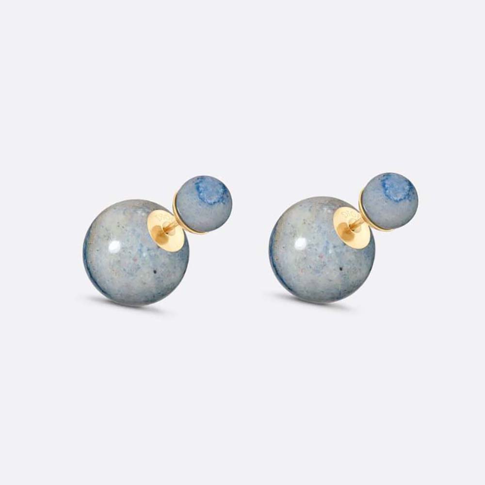 Dior Women Tribales Earrings Gold-Finish Metal and Blue Stone