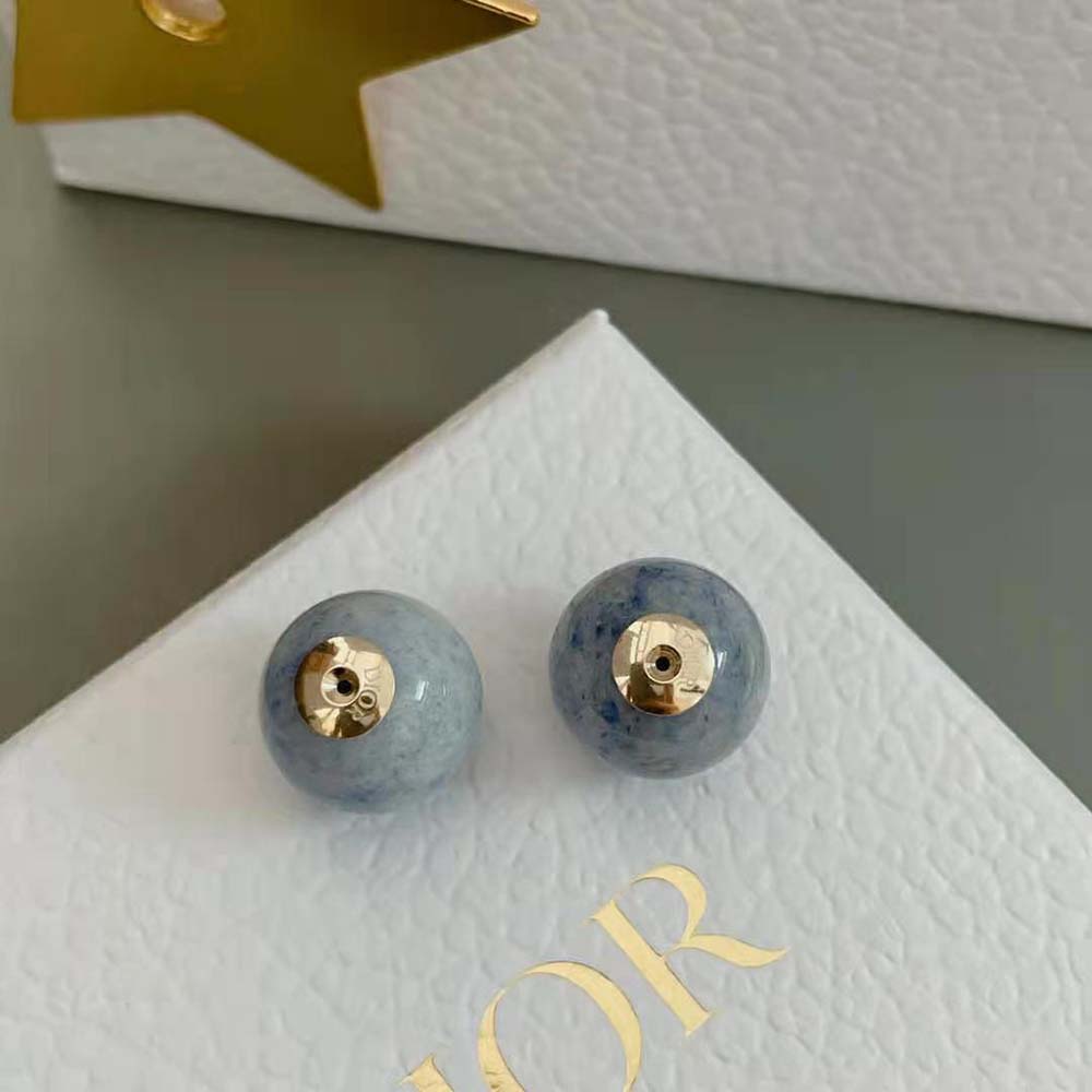 Dior Women Tribales Earrings Gold-Finish Metal and Blue Stone (8)