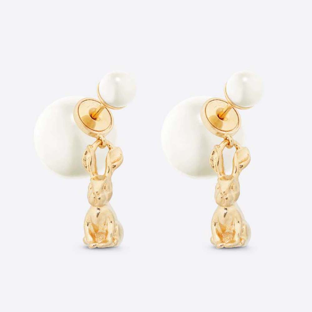 Dior Women Tribales Earrings Gold-Finish Metal and White Resin Pearls (1)