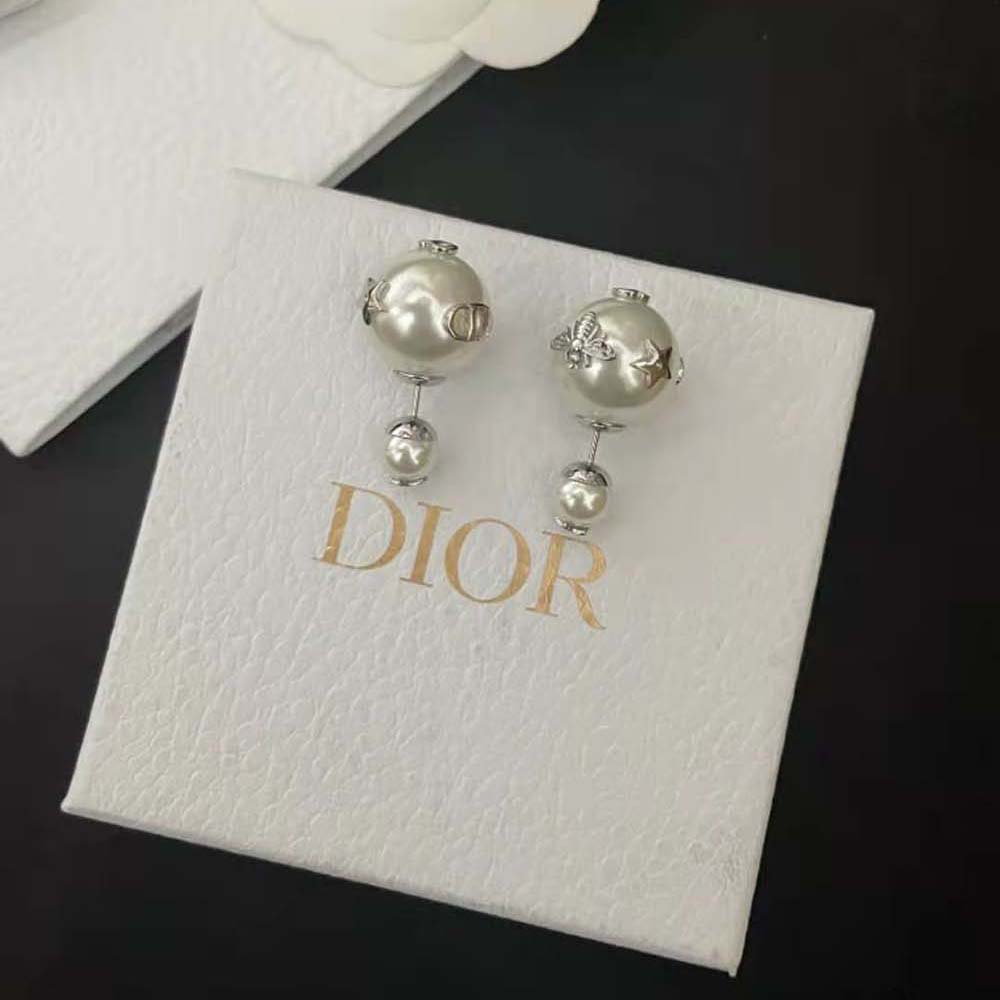Dior Women Tribales Earrings Silver and Silver-Tone Crystals (3)