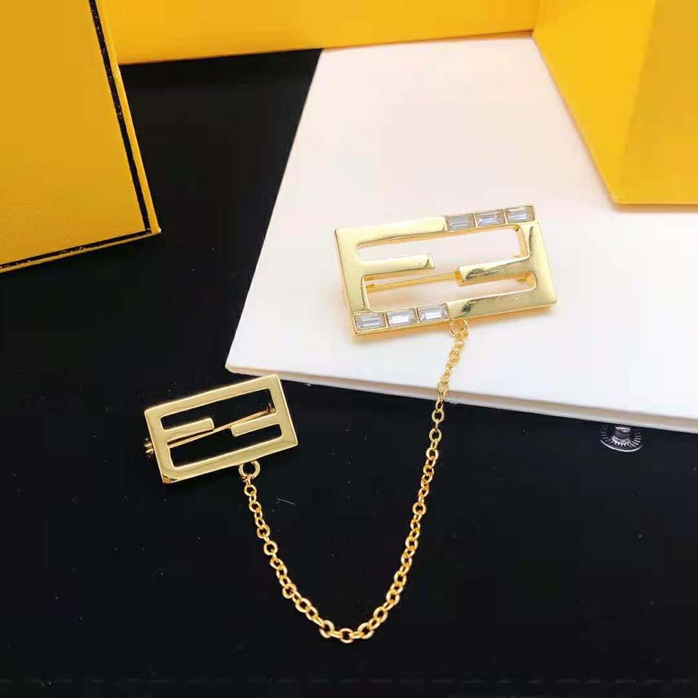 Fendi Women Baguette Brooch Gold Coloured (5)