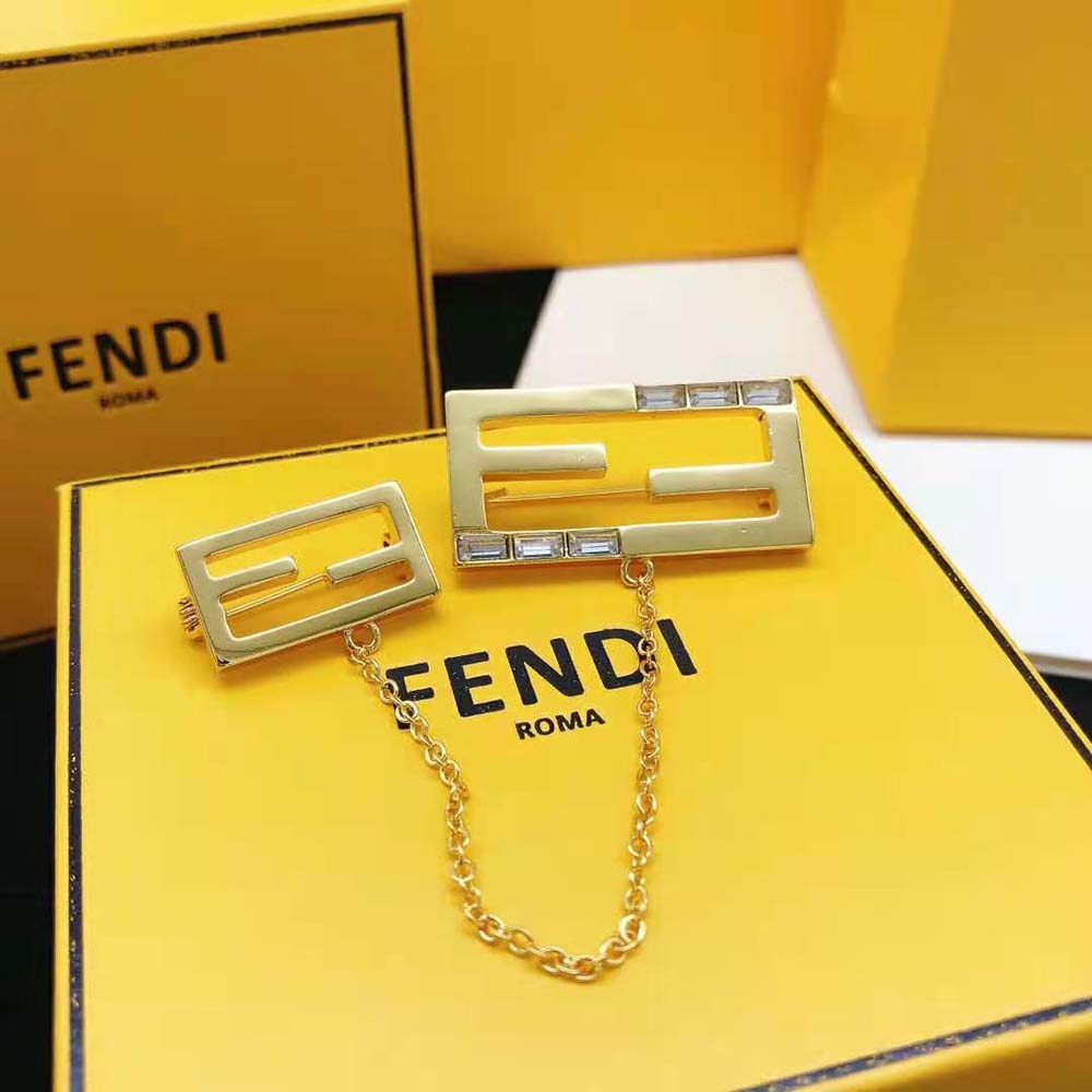 Fendi Women Baguette Brooch Gold Coloured (8)