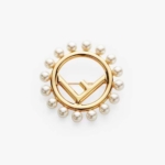 Fendi Women F Is Fendi Brooch Gold Colored Brooch