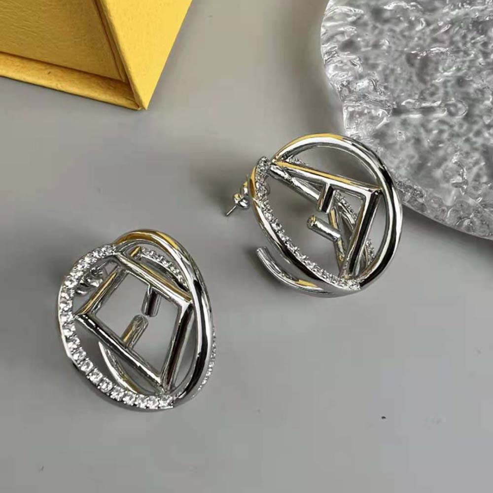 Fendi Women F is Fendi Earrings Silver-coloured with F is Fendi Motif (2)