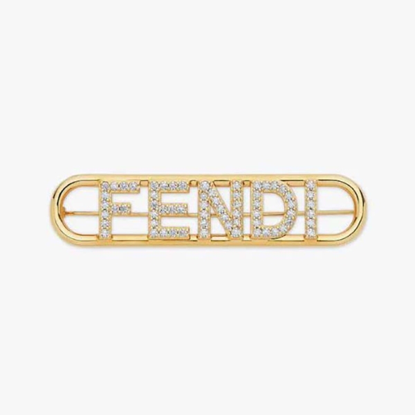 Fendi Women Fendigraphy Brooch Gold Coloured (1)