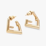 Fendi Women First Earrings Gold-coloured in Brass and Zircon