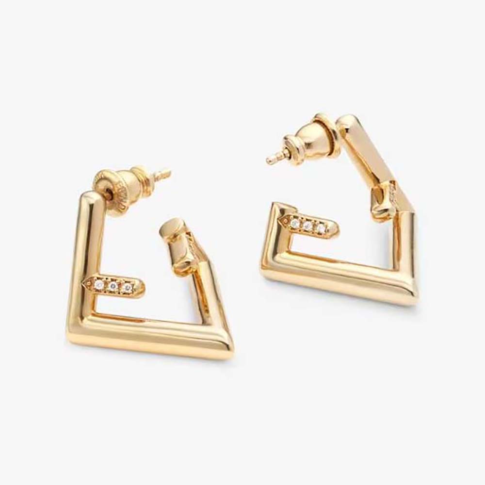 Fendi Women First Earrings Gold-coloured in Brass and Zircon (1)