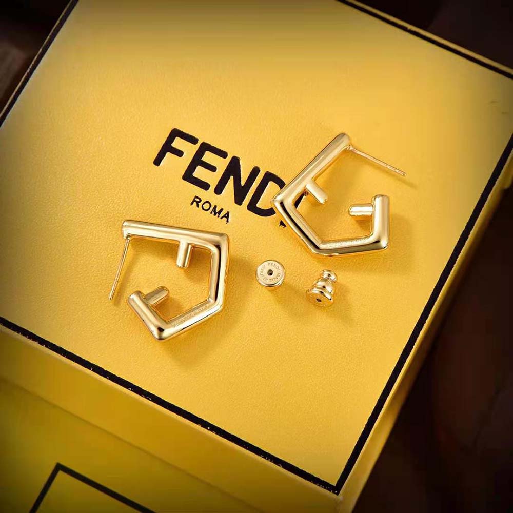 Fendi Women First Earrings Gold-coloured in Brass and Zircon (2)
