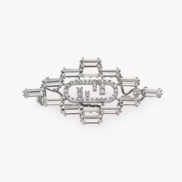 Fendi Women O’Lock Brooch Silver Coloured (1)