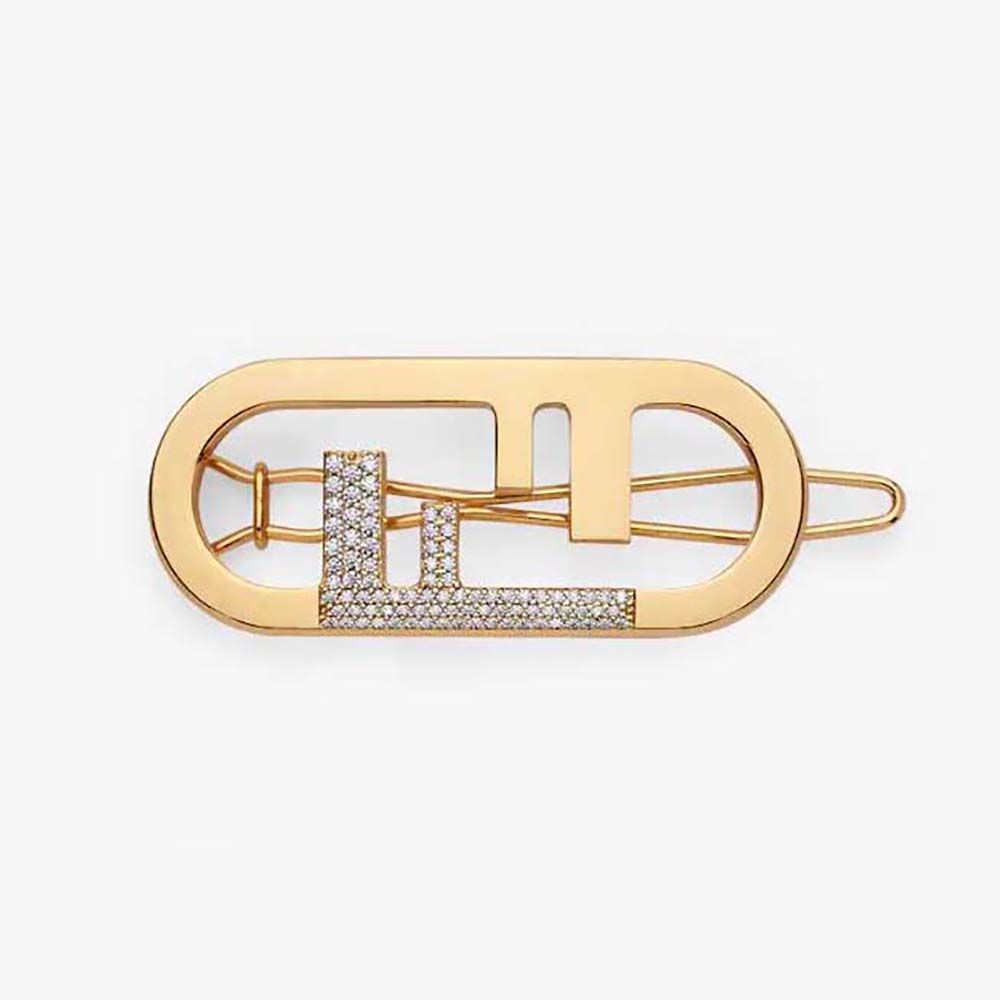 Fendi Women O’Lock Hair Clip Gold-Coloured